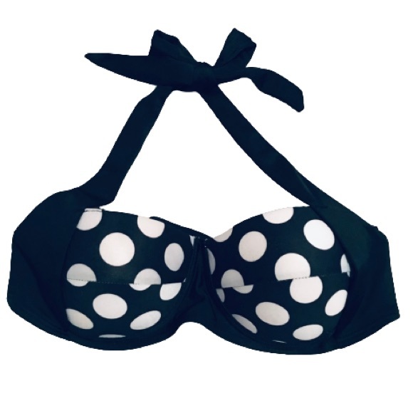 4/$100!🌱👙 Swim suit Bikini Top Small Medium Padded Polka Dot Black White - Picture 1 of 2